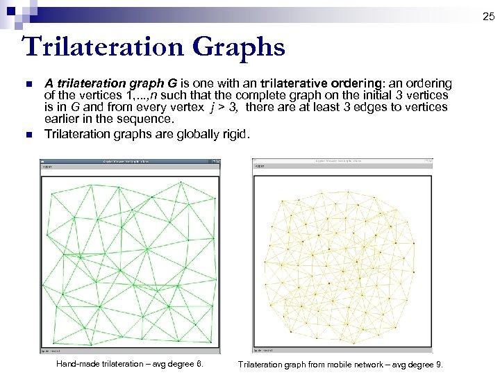 25 Trilateration Graphs n n A trilateration graph G is one with an trilaterative