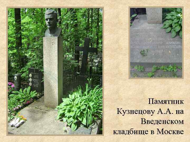 Памятник Кузнецову А. А. на Введенском кладбище в Москве 