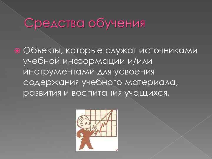 Средства обучения Объекты, которые служат источниками учебной информации и/или инструментами для усвоения содержания учебного