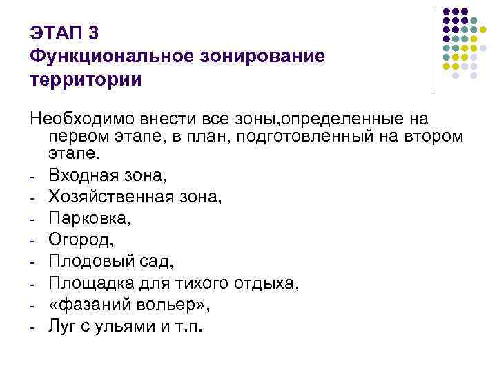 ЭТАП 3 Функциональное зонирование территории Необходимо внести все зоны, определенные на первом этапе, в
