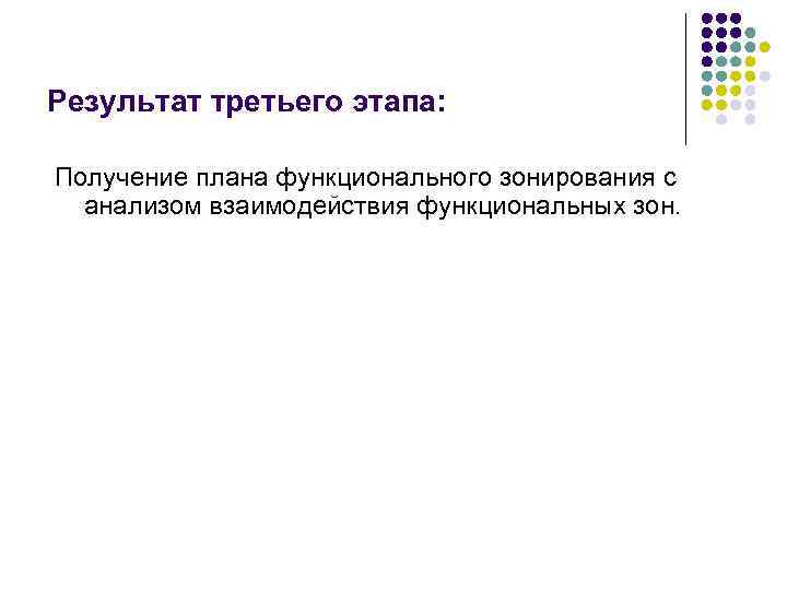 Результат третьего этапа: Получение плана функционального зонирования с анализом взаимодействия функциональных зон. 