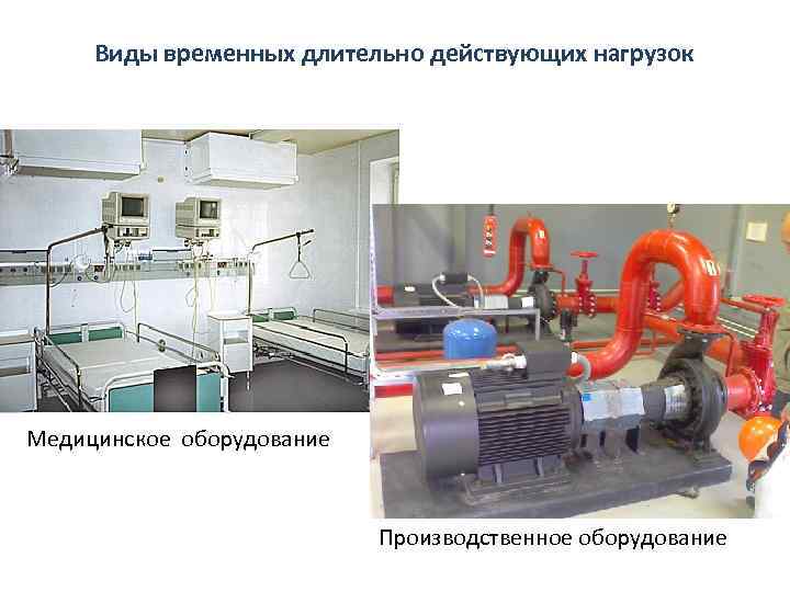 Виды временных длительно действующих нагрузок Медицинское оборудование Производственное оборудование 