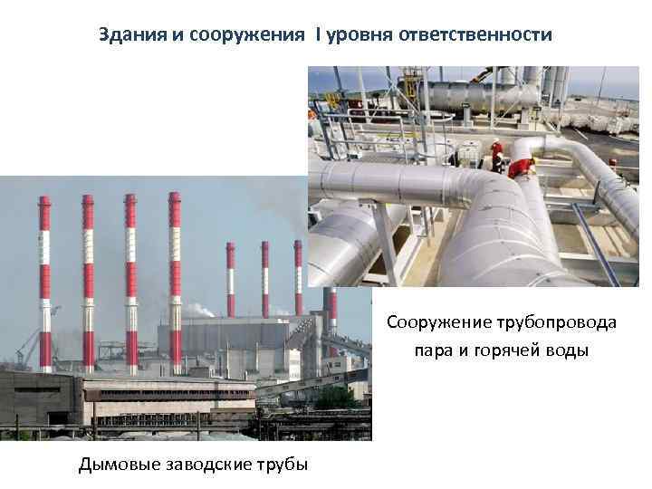 Здания и сооружения I уровня ответственности Сооружение трубопровода пара и горячей воды Дымовые заводские