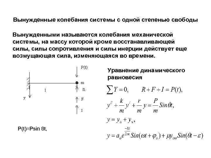 Свободные колебания системы с 2 степенями свободы уравнения движения и его решение