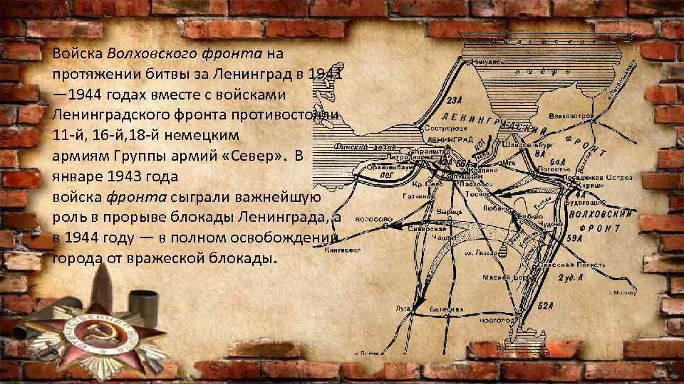 Войска Волховского фронта на протяжении битвы за Ленинград в 1941 — 1944 годах вместе