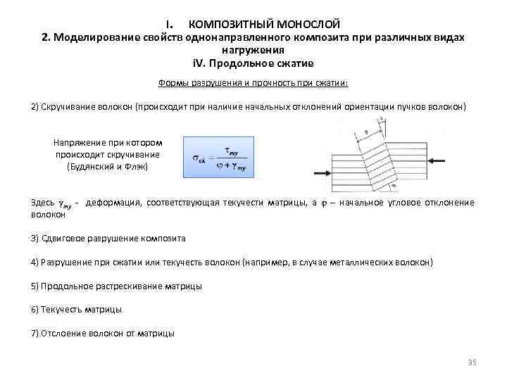 I. КОМПОЗИТНЫЙ МОНОСЛОЙ 2. Моделирование свойств однонаправленного композита при различных видах нагружения i. V.