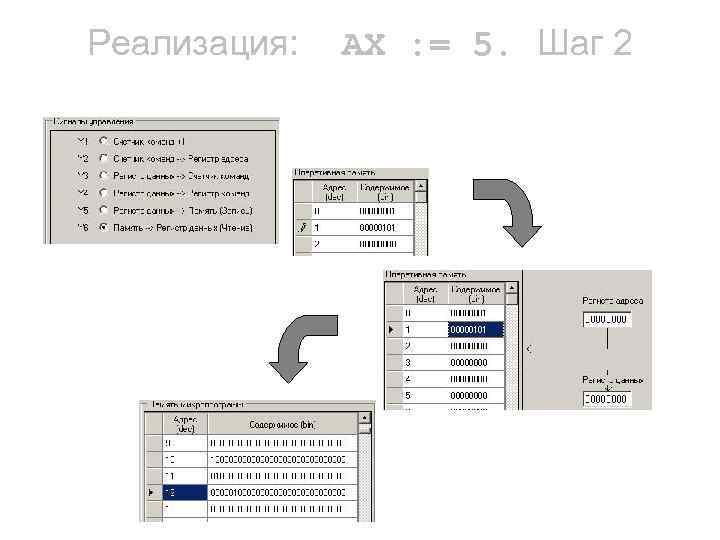 Реализация: AX : = 5. Шаг 2 