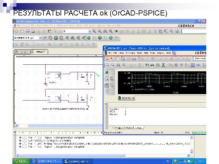 РЕЗУЛЬТАТЫ РАСЧЕТА ok (Or. CAD-PSPICE) 