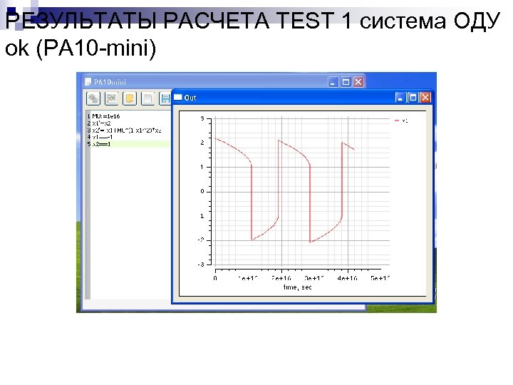РЕЗУЛЬТАТЫ РАСЧЕТА TEST 1 система ОДУ ok (PA 10 -mini) 