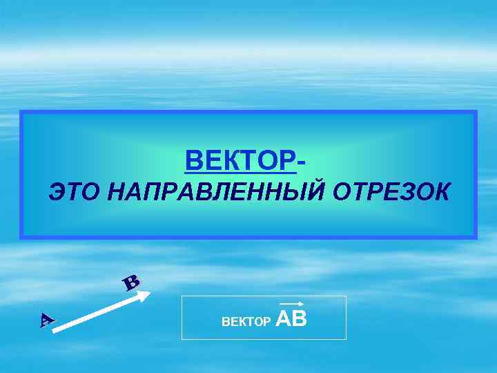 ВЕКТОРЭТО НАПРАВЛЕННЫЙ ОТРЕЗОК ВЕКТОР АВ 
