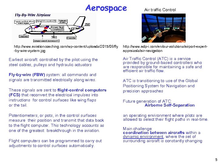  Aerospace http: //www. aviationcoaching. com/wp-content/uploads/2015/08/fly -by-wire-system. jpg Earliest aircraft: controlled by the pilot