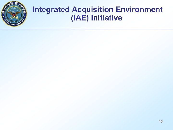 Integrated Acquisition Environment (IAE) Initiative 16 
