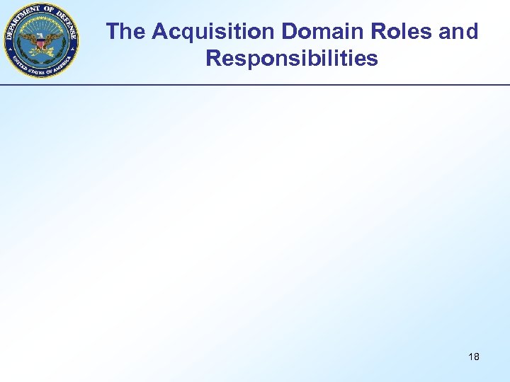 The Acquisition Domain Roles and Responsibilities 18 