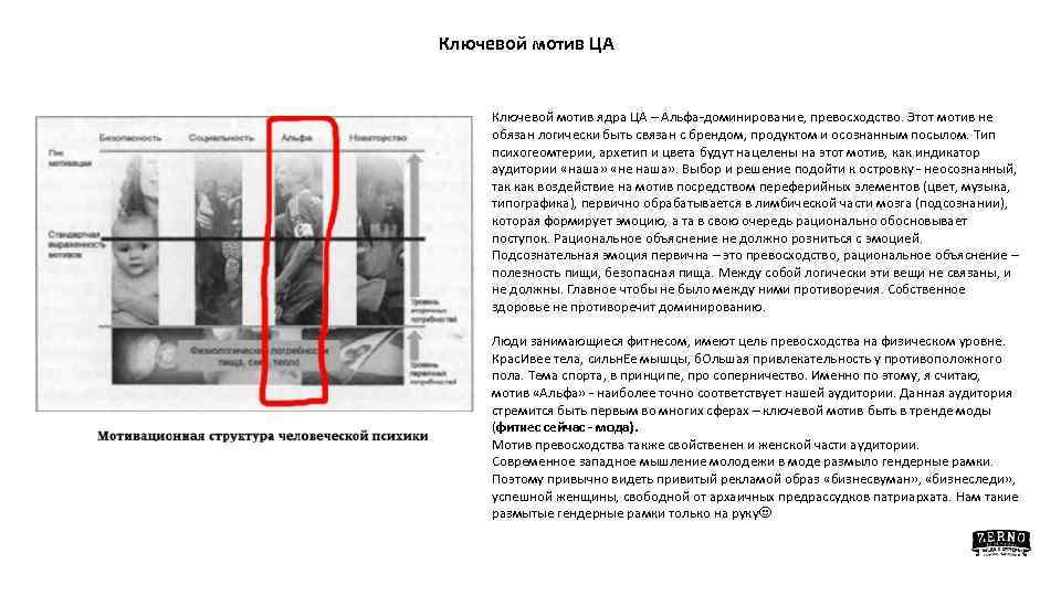 Ключевой мотив ЦА Ключевой мотив ядра ЦА – Альфа-доминирование, превосходство. Этот мотив не обязан