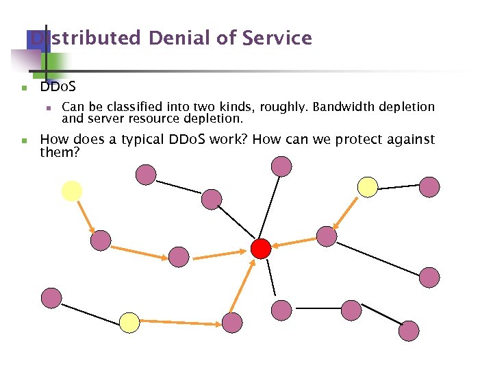 Distributed Denial of Service n DDo. S n n Can be classified into two