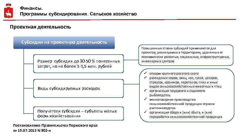 Финансы. Программы субсидирования. Сельское хозяйство Проектная деятельность Субсидии на проектную деятельность Размер субсидии до