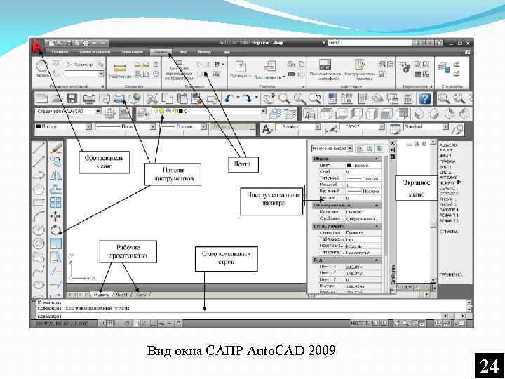 Вид окна САПР Auto. CAD 2009 24 