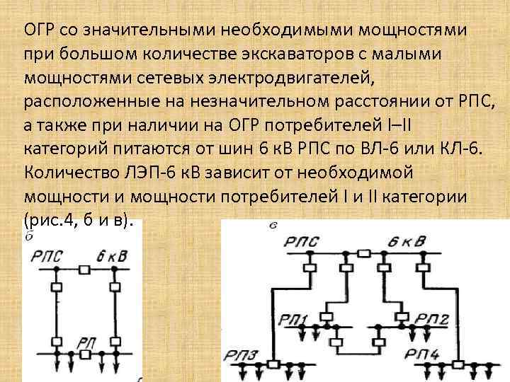 ОГР со значительными необходимыми мощностями при большом количестве экскаваторов с малыми мощностями сетевых электродвигателей,