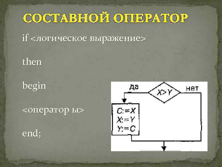 if <логическое выражение> then begin <оператор ы> end; 