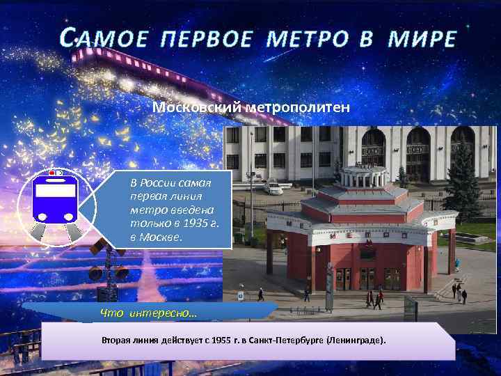 С АМОЕ ПЕРВОЕ МЕТРО В МИРЕ Московский метрополитен В России самая первая линия метро