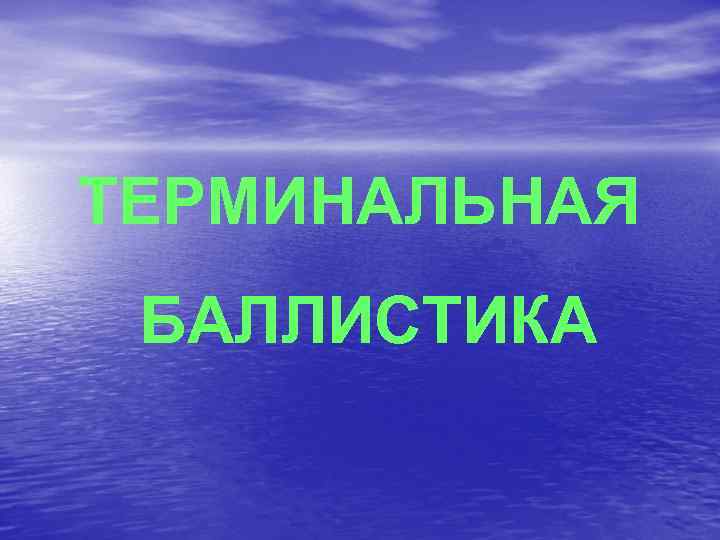 ТЕРМИНАЛЬНАЯ БАЛЛИСТИКА 