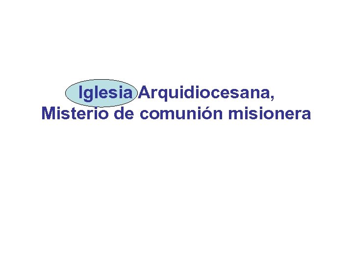Iglesia Arquidiocesana, Misterio de comunión misionera 