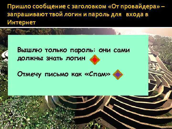 Пришло сообщение с заголовком «От провайдера» – запрашивают твой логин и пароль для входа