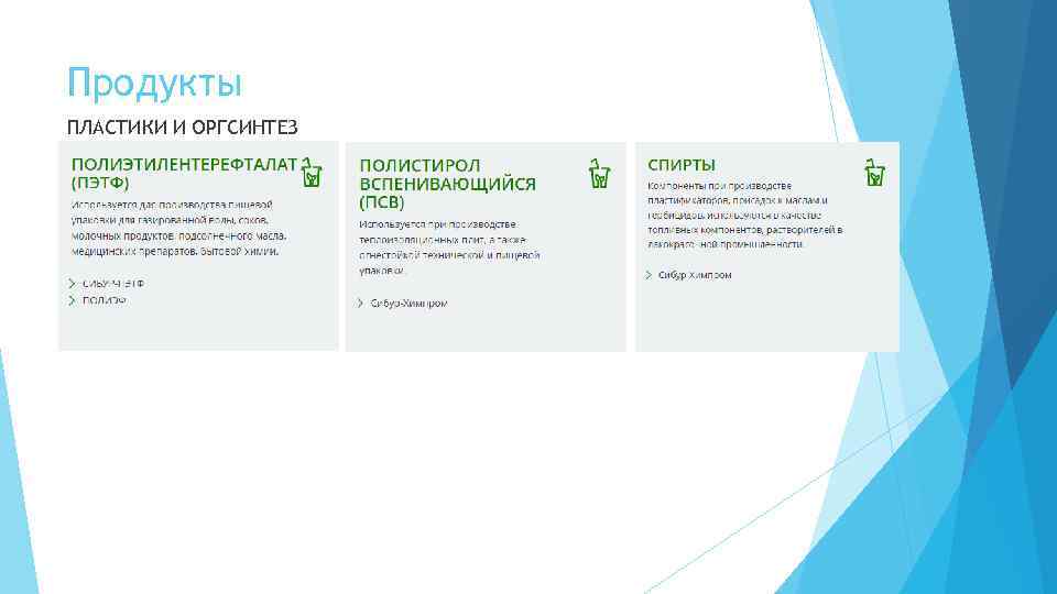 Продукты ПЛАСТИКИ И ОРГСИНТЕЗ 