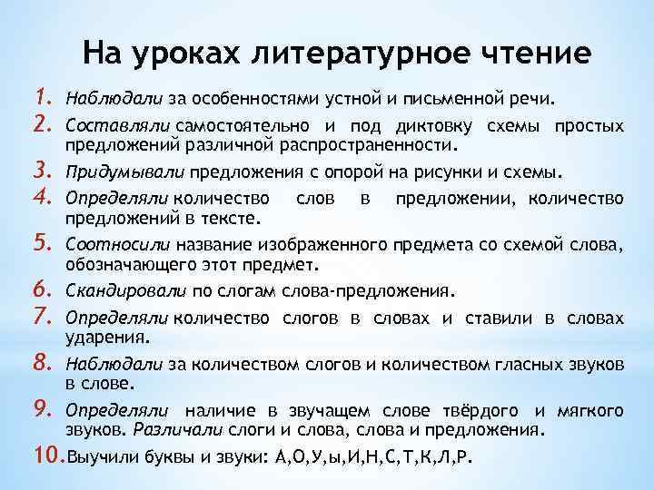 На уроках литературное чтение 1. 2. Наблюдали за особенностями устной и письменной речи. Составляли