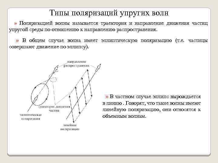 Типы поляризаций упругих волн » Поляризацией волны называется траектория и направление движения частиц упругой