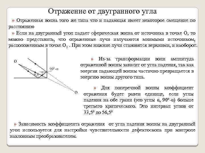 Отражение от двугранного угла » Отраженная волна того же типа что и падающая имеет