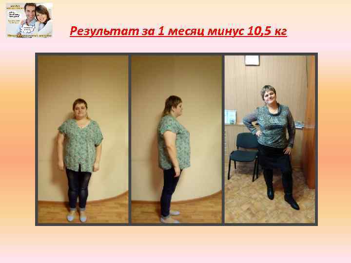 Результат за 1 месяц минус 10, 5 кг 