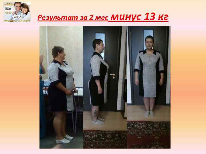 Результат за 2 мес минус 13 кг 