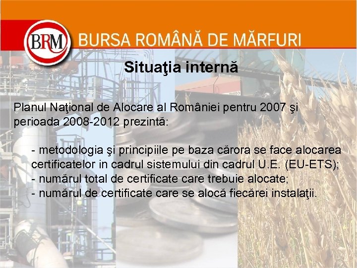 Situaţia internă Planul Naţional de Alocare al României pentru 2007 şi perioada 2008 -2012