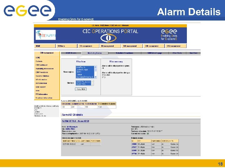 Alarm Details Enabling Grids for E-scienc. E 18 