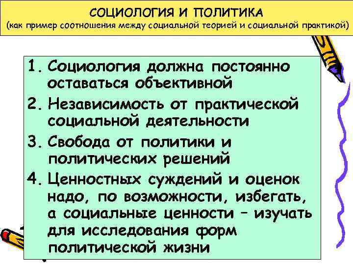 СОЦИОЛОГИЯ И ПОЛИТИКА (как пример соотношения между социальной теорией и социальной практикой) 1. Социология