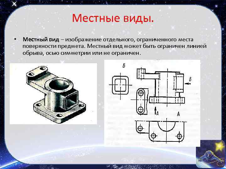 Местные виды. • Местный вид – изображение отдельного, ограниченного места поверхности предмета. Местный вид