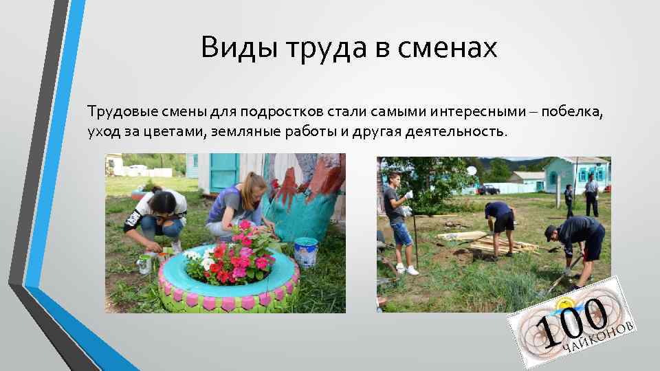 Виды труда в сменах Трудовые смены для подростков стали самыми интересными – побелка, уход