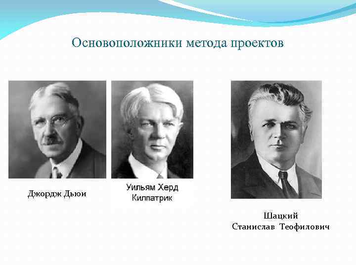 Основоположники метода проектов Джордж Дьюи Шацкий Станислав Теофилович 