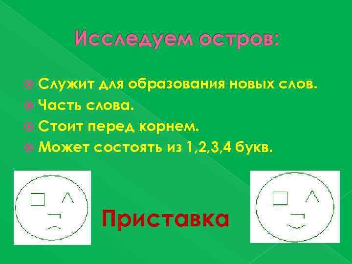 Служит для образования новых слов. Часть слова. Стоит перед корнем. Может состоять из 1,