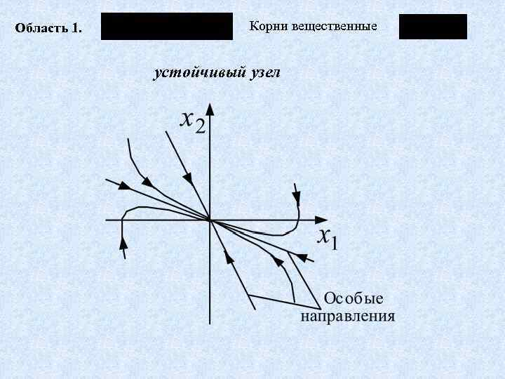 Область 1. Корни вещественные устойчивый узел 