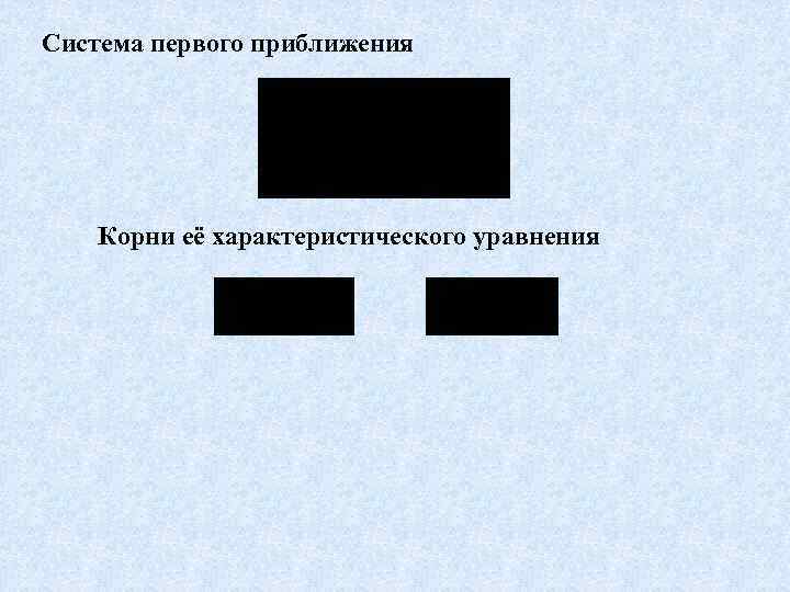 Система первого приближения Корни её характеристического уравнения 