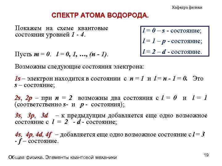 Атом водорода в квантовой механике презентация