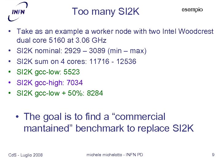 Too many SI 2 K esempio • Take as an example a worker node