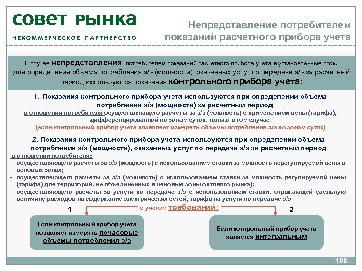 Непредставление потребителем показаний расчетного прибора учета В случае непредставления потребителем показаний расчетного прибора учета