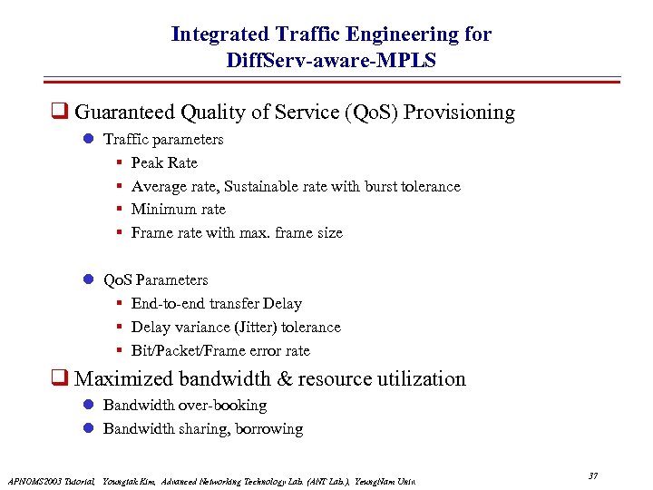 Integrated Traffic Engineering for Diff. Serv-aware-MPLS Guaranteed Quality of Service (Qo. S) Provisioning l