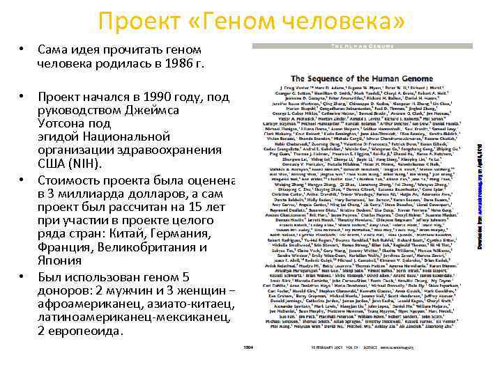 Проект «Геном человека» • Сама идея прочитать геном человека родилась в 1986 г. •