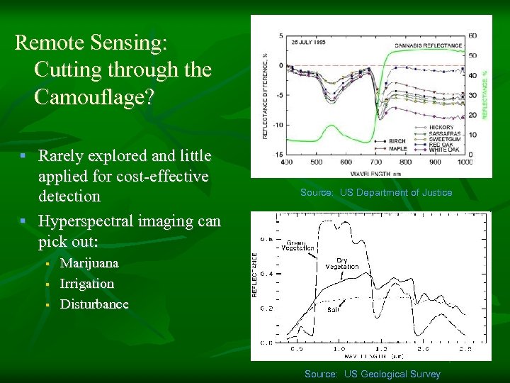 Remote Sensing: Cutting through the Camouflage? § Rarely explored and little applied for cost-effective