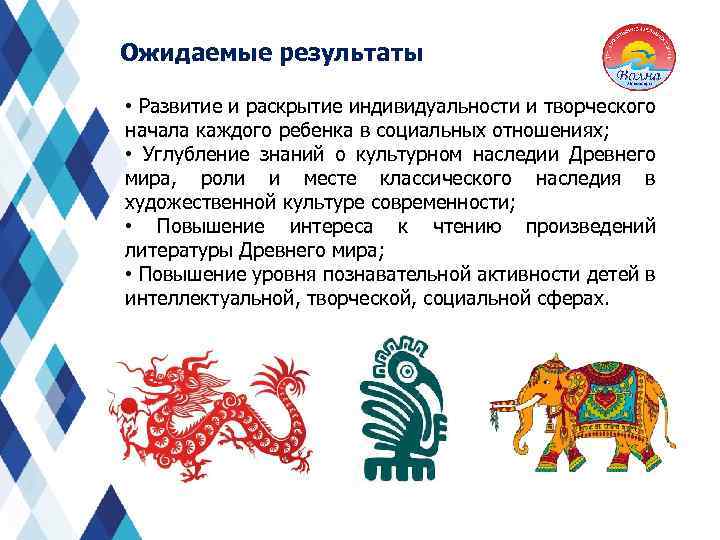 Ожидаемые результаты • Развитие и раскрытие индивидуальности и творческого начала каждого ребенка в социальных
