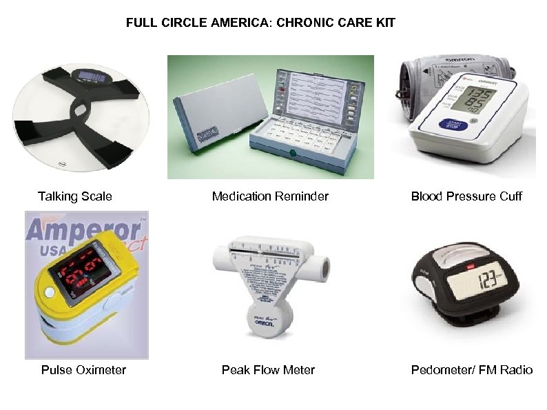 FULL CIRCLE AMERICA: CHRONIC CARE KIT Talking Scale Pulse Oximeter Medication Reminder Peak Flow